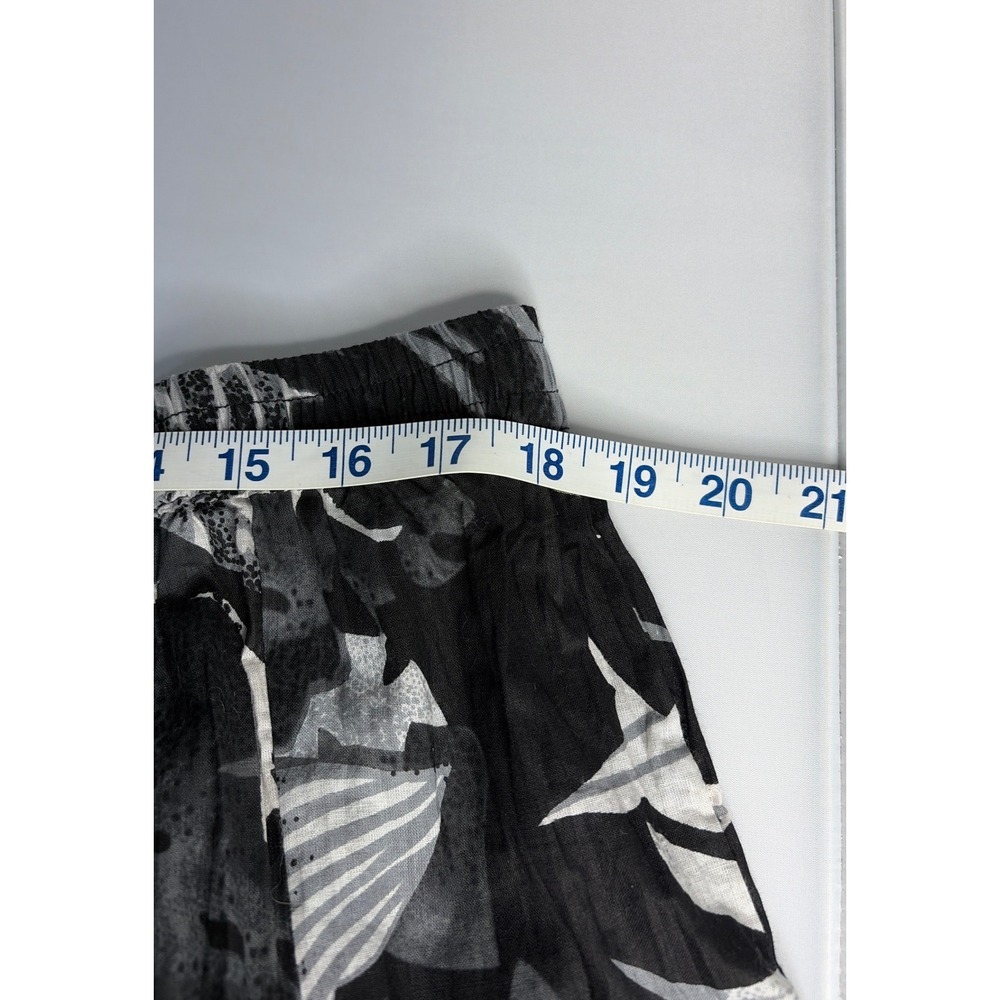 Collections Etc Tropical Leaf Print Wide Leg Pants Black White Cotton XL - Picture 5 of 6